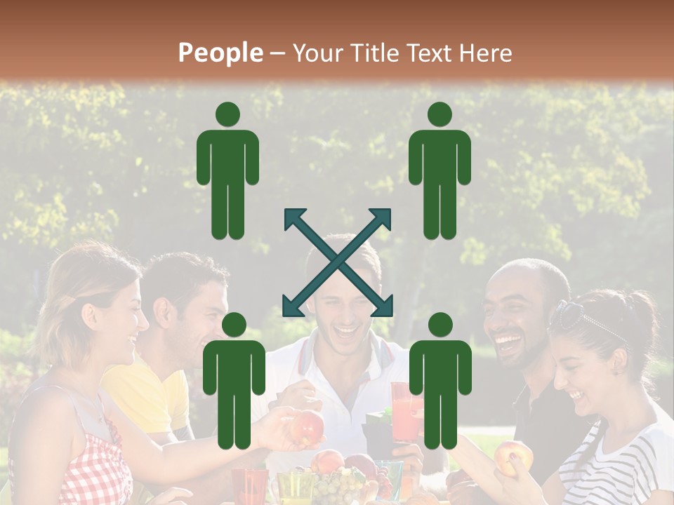 A Group Of People Sitting Around A Table With Food PowerPoint Template