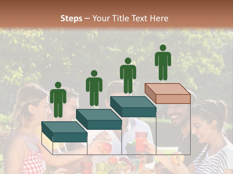 A Group Of People Sitting Around A Table With Food PowerPoint Template