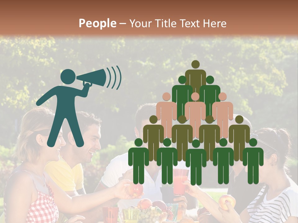 A Group Of People Sitting Around A Table With Food PowerPoint Template