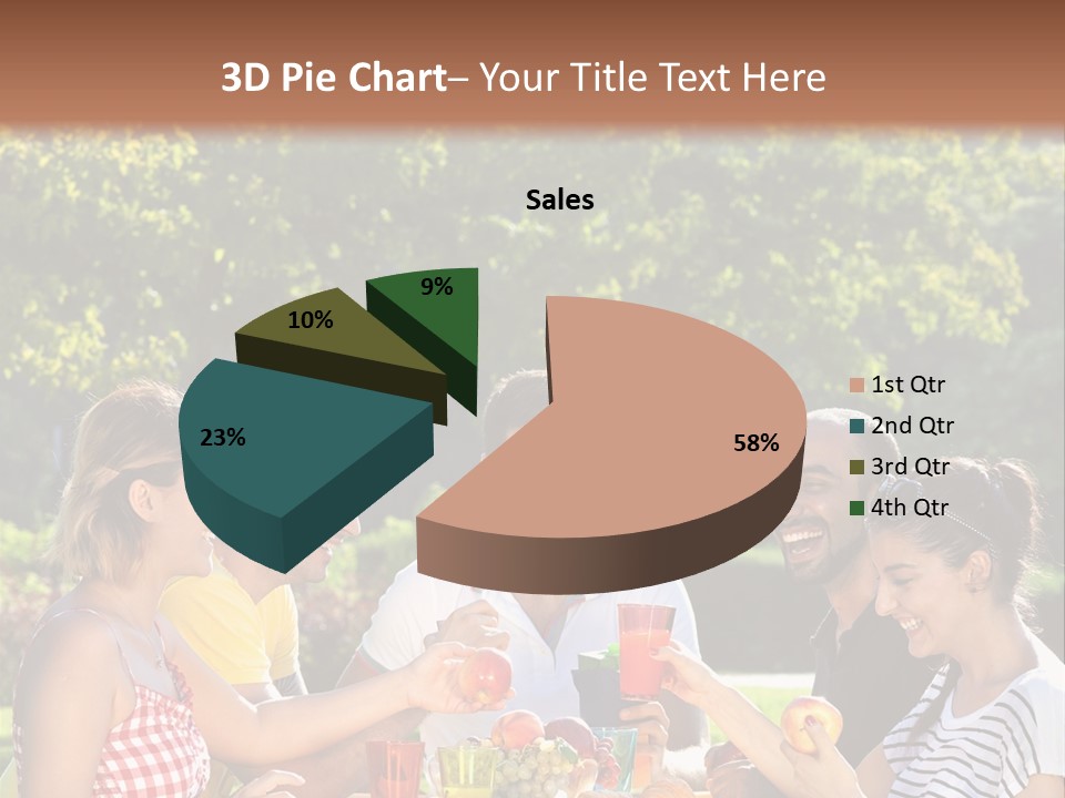 A Group Of People Sitting Around A Table With Food PowerPoint Template