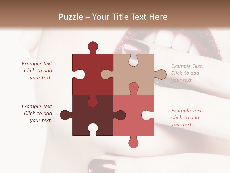A Woman With Red Nail Polish Holding Her Mouth Open PowerPoint Template