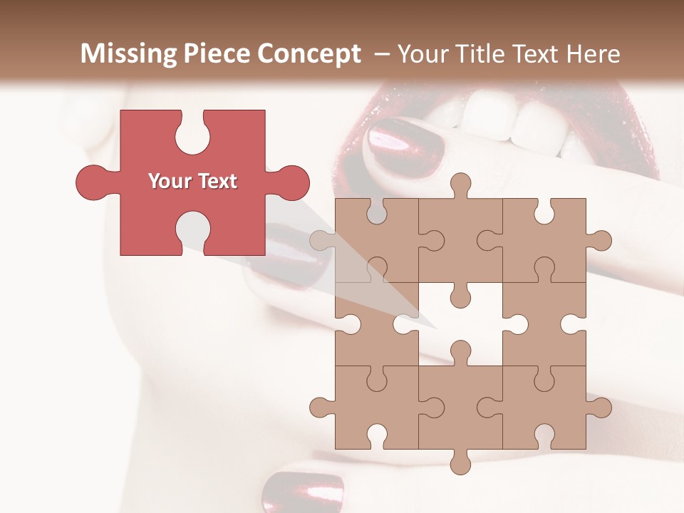 A Woman With Red Nail Polish Holding Her Mouth Open PowerPoint Template