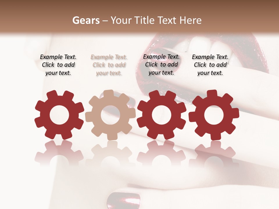 A Woman With Red Nail Polish Holding Her Mouth Open PowerPoint Template