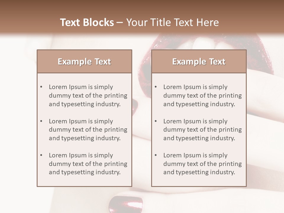 A Woman With Red Nail Polish Holding Her Mouth Open PowerPoint Template