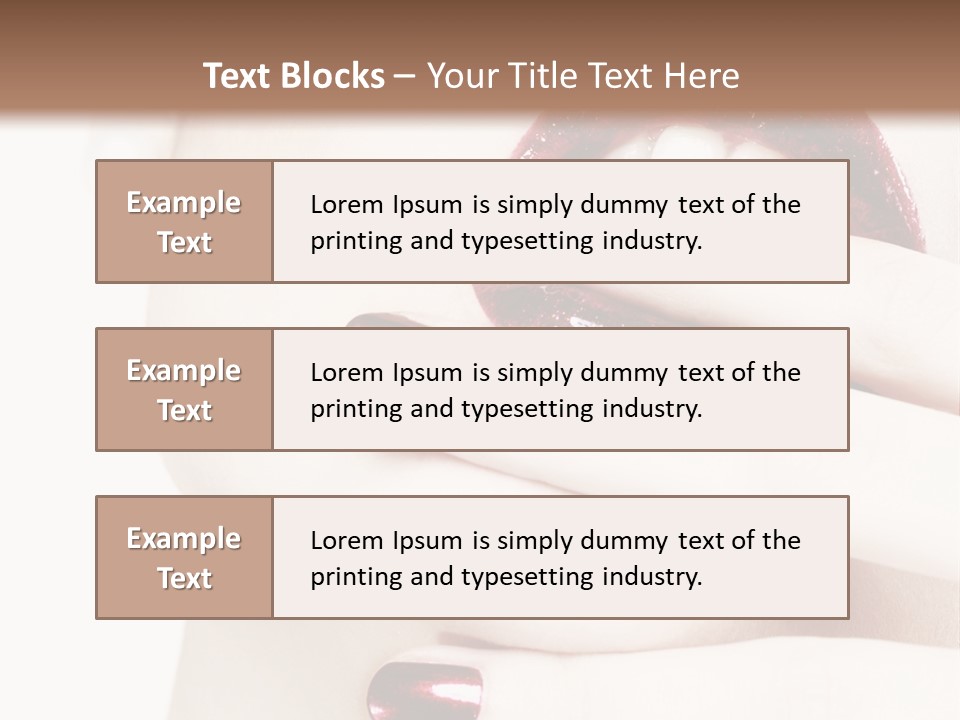 A Woman With Red Nail Polish Holding Her Mouth Open PowerPoint Template