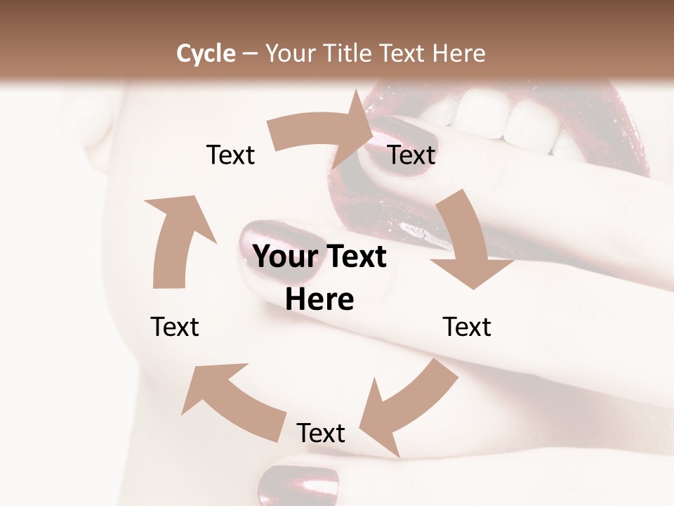 A Woman With Red Nail Polish Holding Her Mouth Open PowerPoint Template