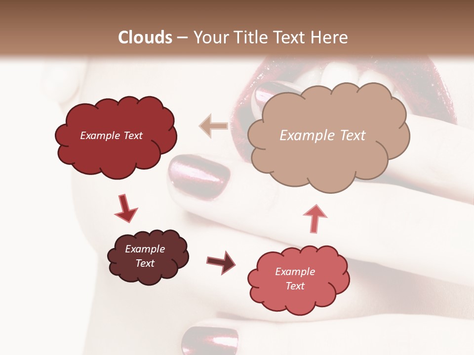 A Woman With Red Nail Polish Holding Her Mouth Open PowerPoint Template