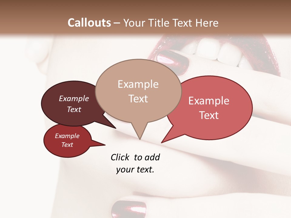 A Woman With Red Nail Polish Holding Her Mouth Open PowerPoint Template