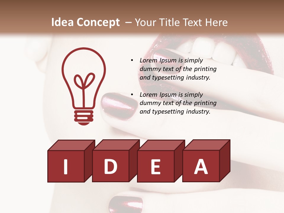 A Woman With Red Nail Polish Holding Her Mouth Open PowerPoint Template