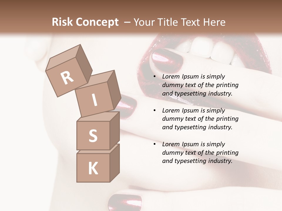 A Woman With Red Nail Polish Holding Her Mouth Open PowerPoint Template