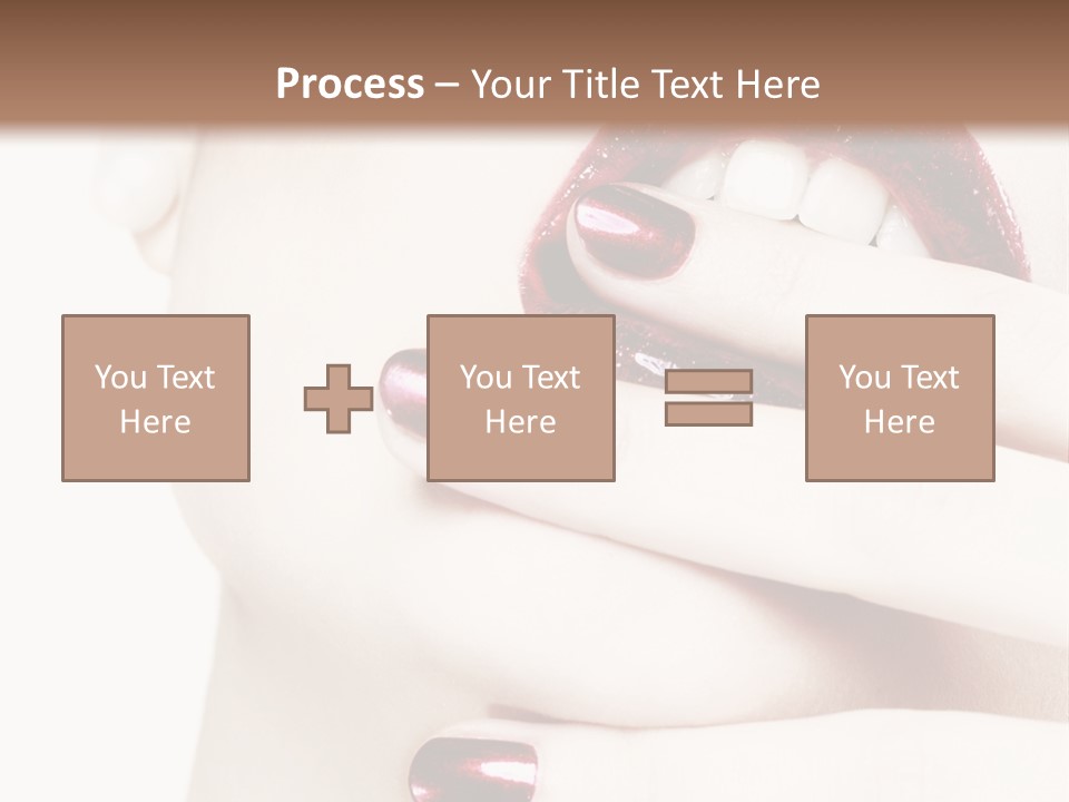A Woman With Red Nail Polish Holding Her Mouth Open PowerPoint Template