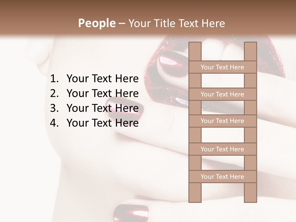 A Woman With Red Nail Polish Holding Her Mouth Open PowerPoint Template