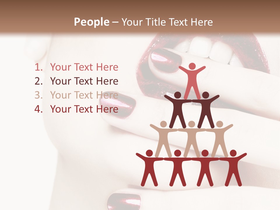 A Woman With Red Nail Polish Holding Her Mouth Open PowerPoint Template