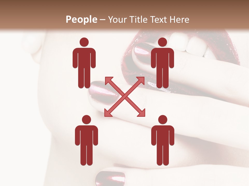 A Woman With Red Nail Polish Holding Her Mouth Open PowerPoint Template