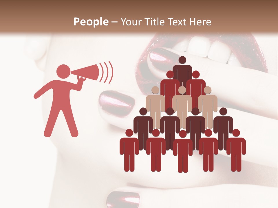A Woman With Red Nail Polish Holding Her Mouth Open PowerPoint Template