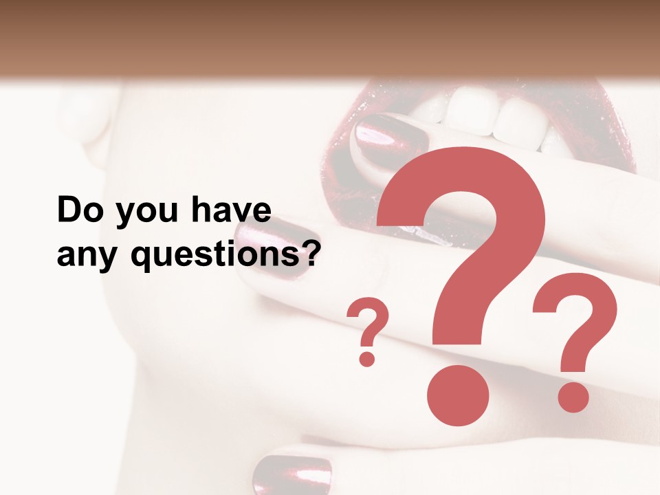 A Woman With Red Nail Polish Holding Her Mouth Open PowerPoint Template