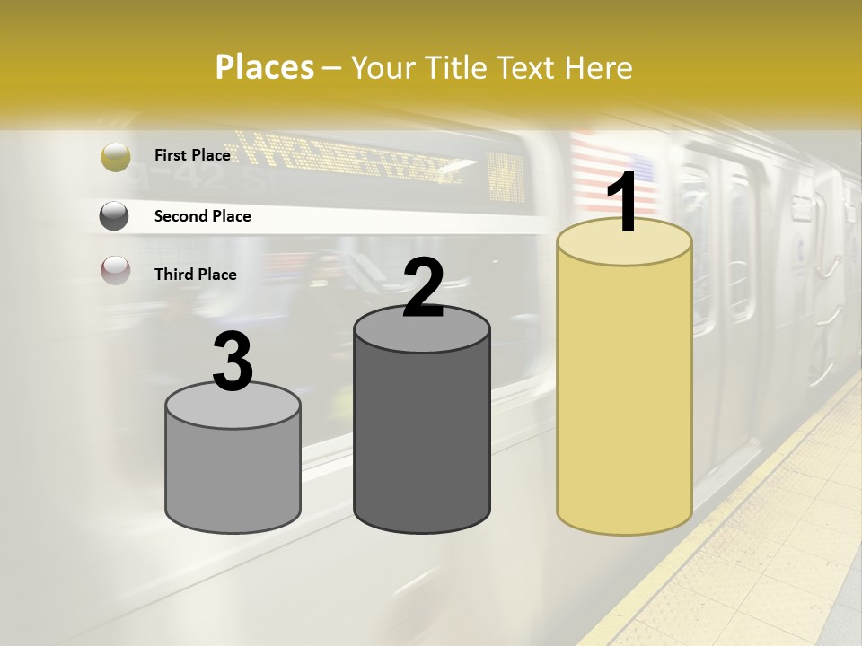 A Subway Train With People On The Platform PowerPoint Template