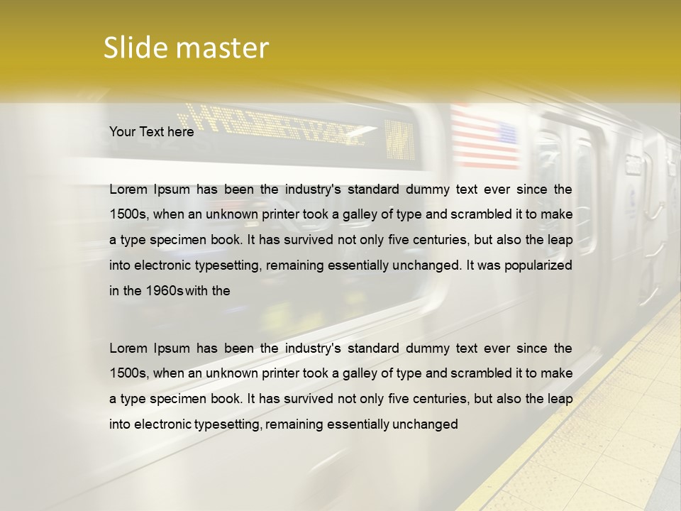 A Subway Train With People On The Platform PowerPoint Template