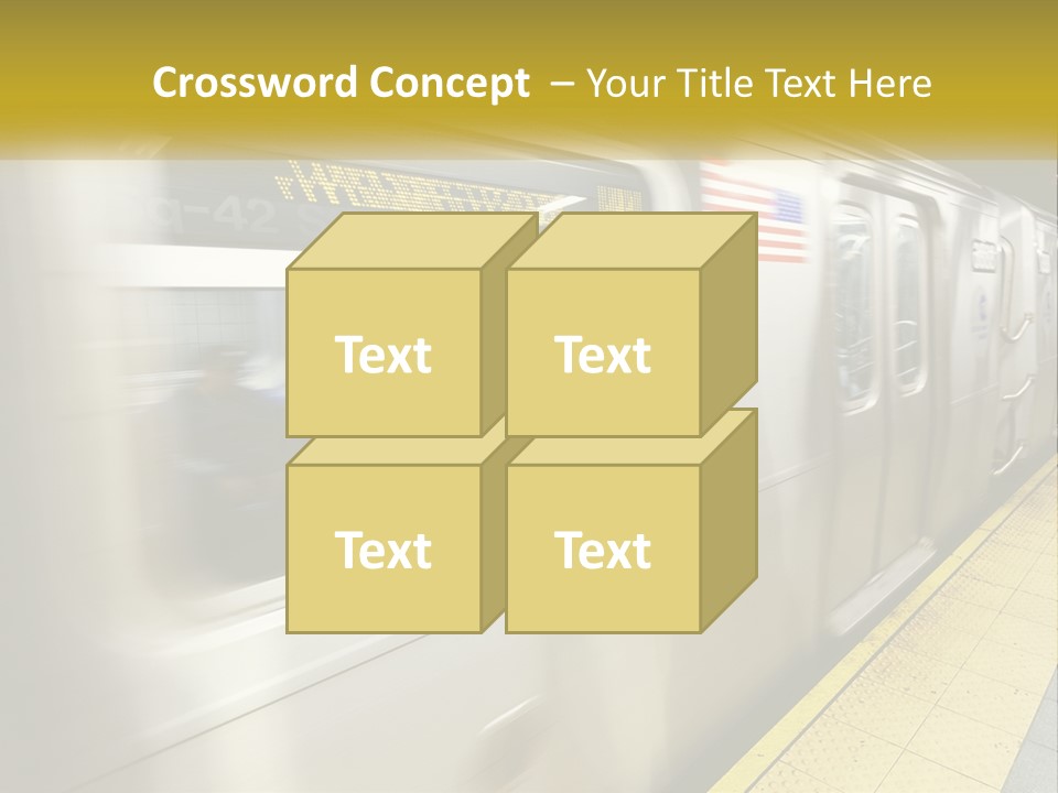 A Subway Train With People On The Platform PowerPoint Template