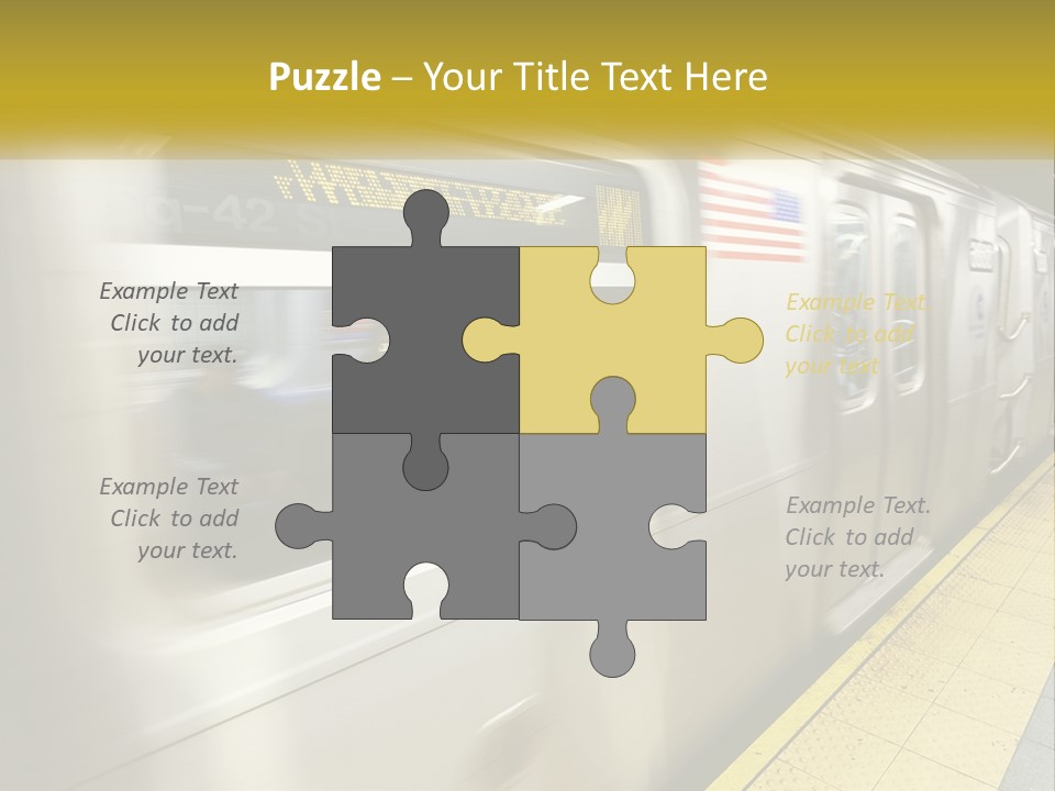 A Subway Train With People On The Platform PowerPoint Template