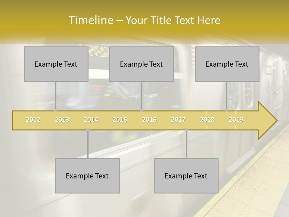 A Subway Train With People On The Platform PowerPoint Template