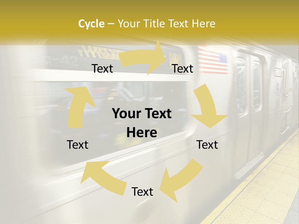 A Subway Train With People On The Platform PowerPoint Template