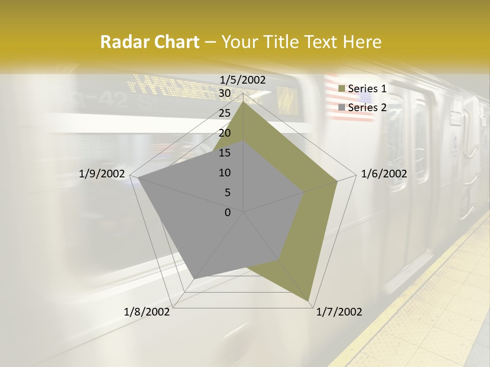 A Subway Train With People On The Platform PowerPoint Template