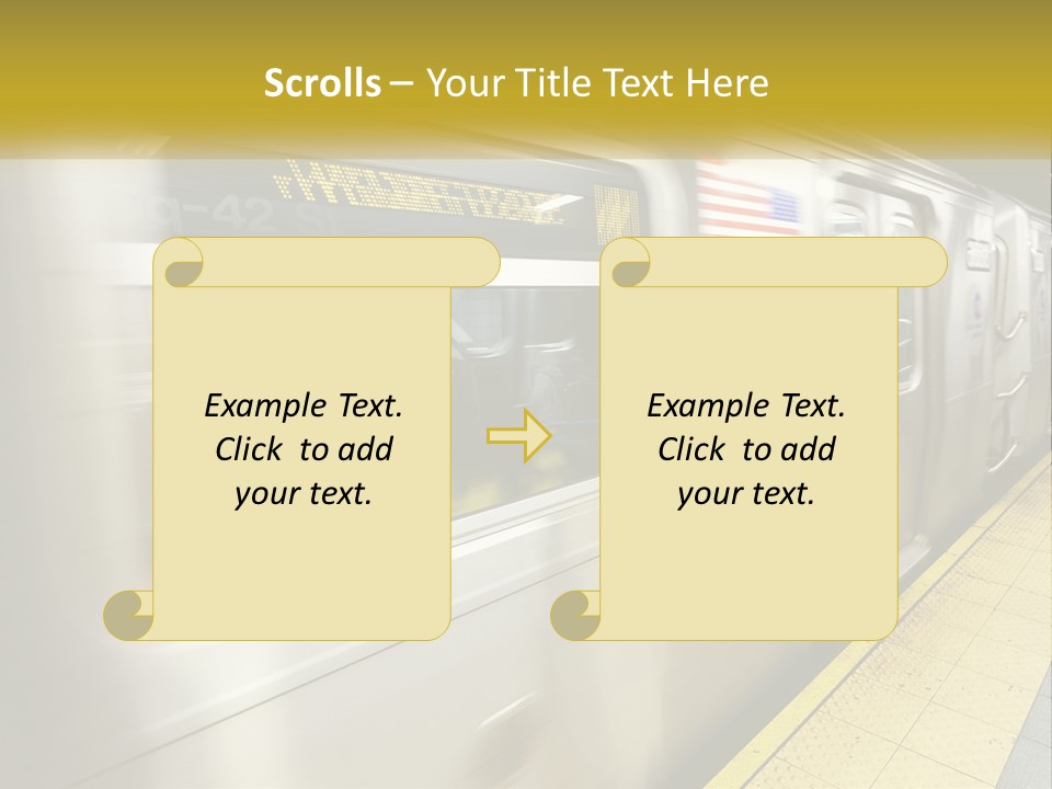 A Subway Train With People On The Platform PowerPoint Template