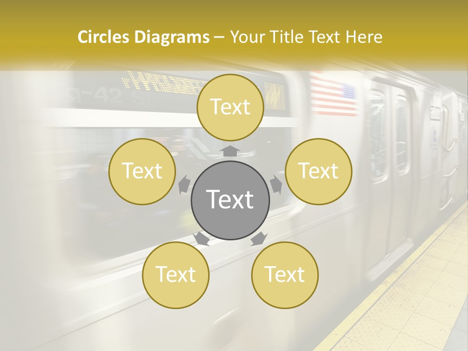 A Subway Train With People On The Platform PowerPoint Template