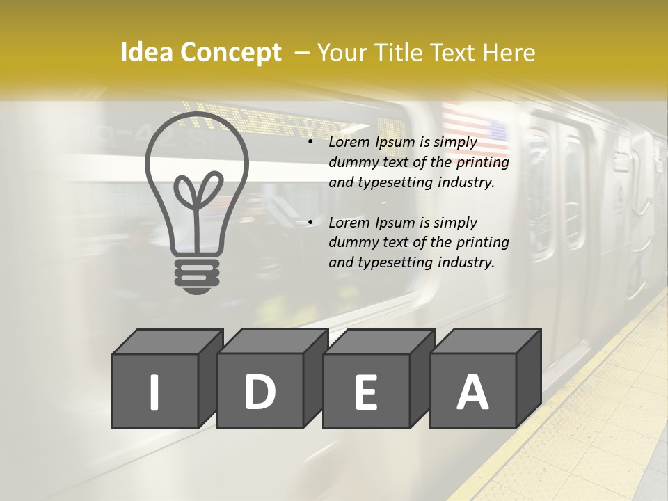 A Subway Train With People On The Platform PowerPoint Template