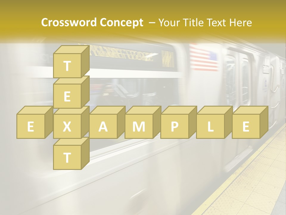 A Subway Train With People On The Platform PowerPoint Template