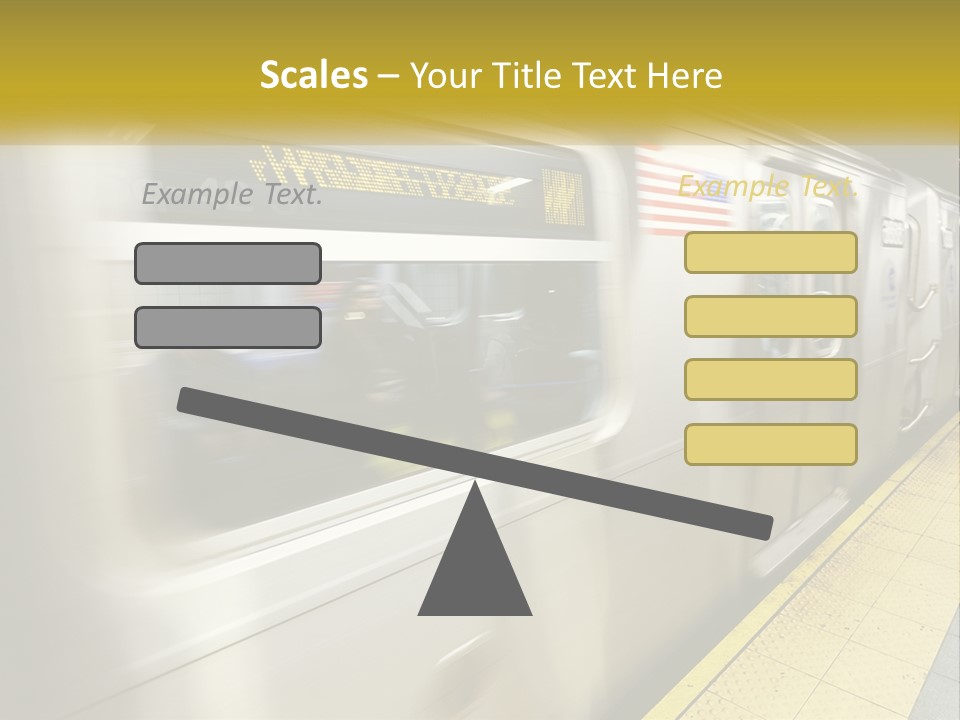 A Subway Train With People On The Platform PowerPoint Template