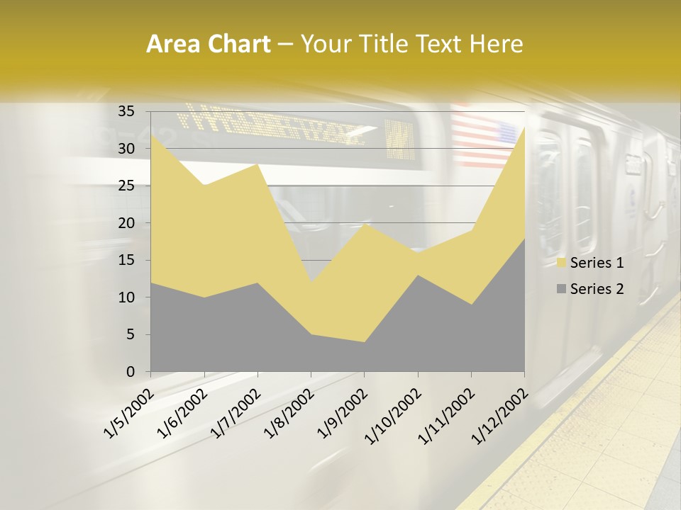 A Subway Train With People On The Platform PowerPoint Template