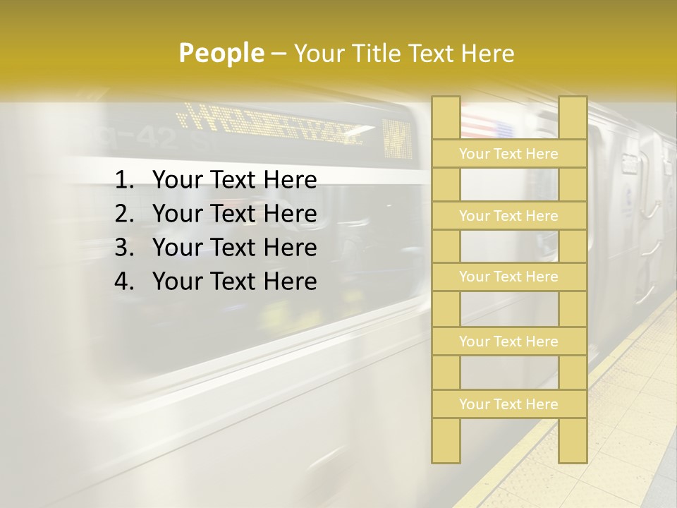 A Subway Train With People On The Platform PowerPoint Template