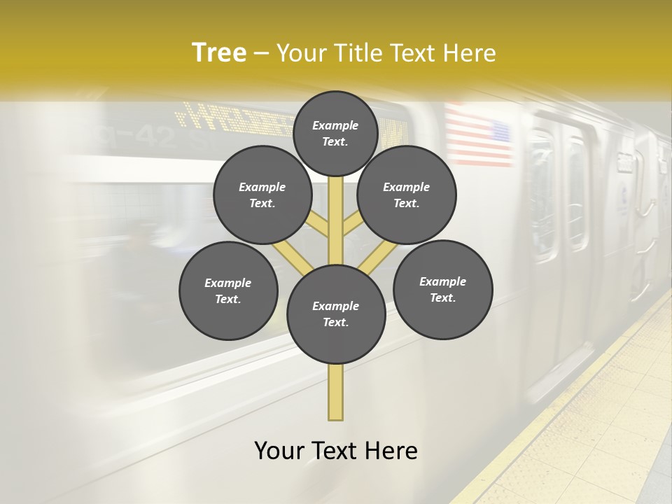 A Subway Train With People On The Platform PowerPoint Template