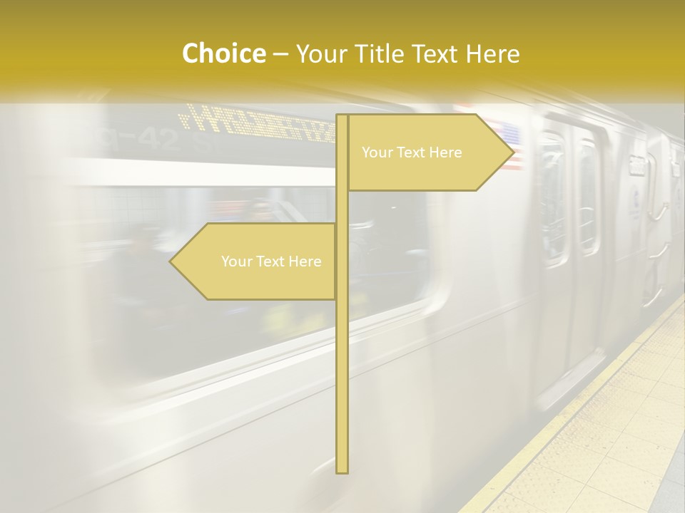 A Subway Train With People On The Platform PowerPoint Template