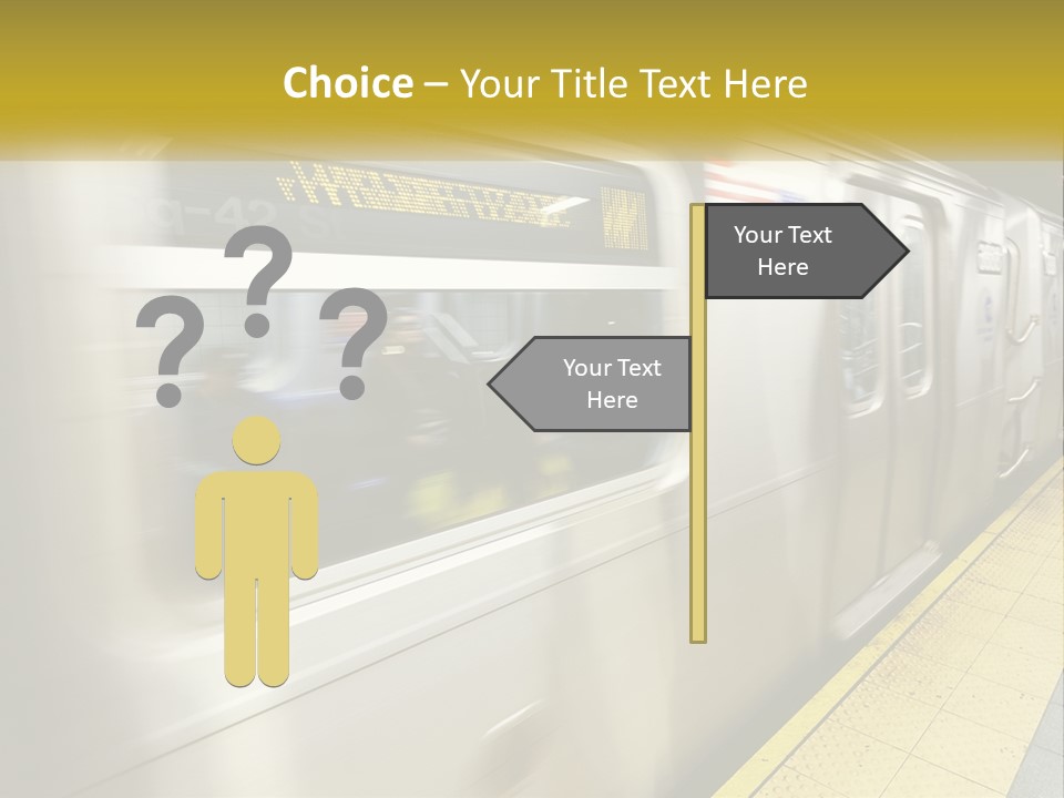 A Subway Train With People On The Platform PowerPoint Template