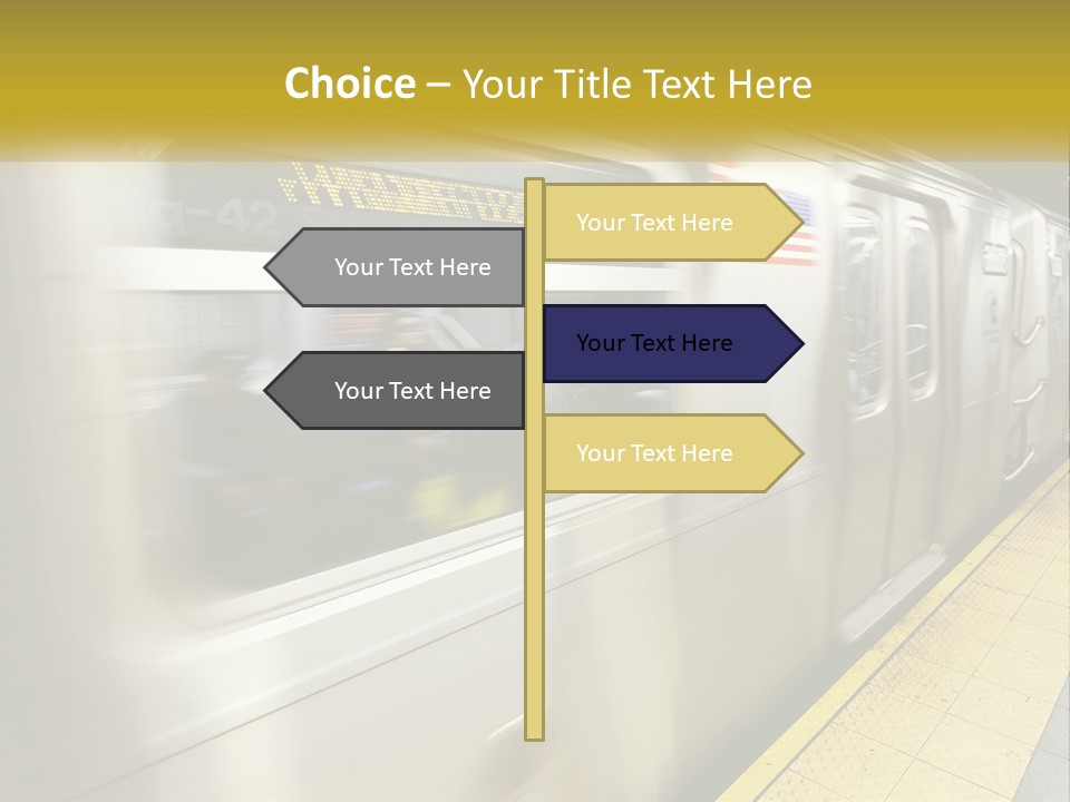 A Subway Train With People On The Platform PowerPoint Template