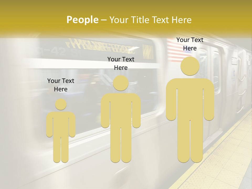 A Subway Train With People On The Platform PowerPoint Template