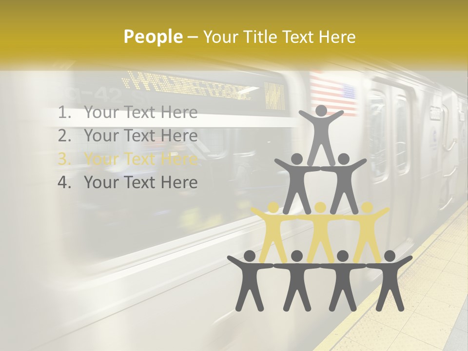A Subway Train With People On The Platform PowerPoint Template