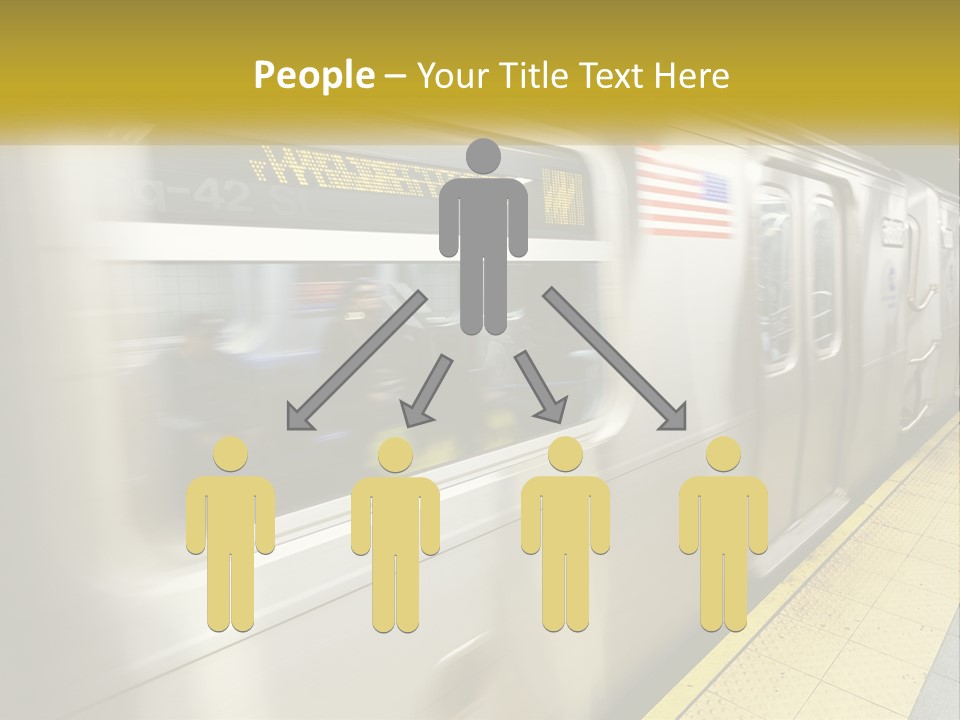 A Subway Train With People On The Platform PowerPoint Template