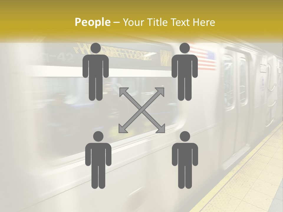 A Subway Train With People On The Platform PowerPoint Template