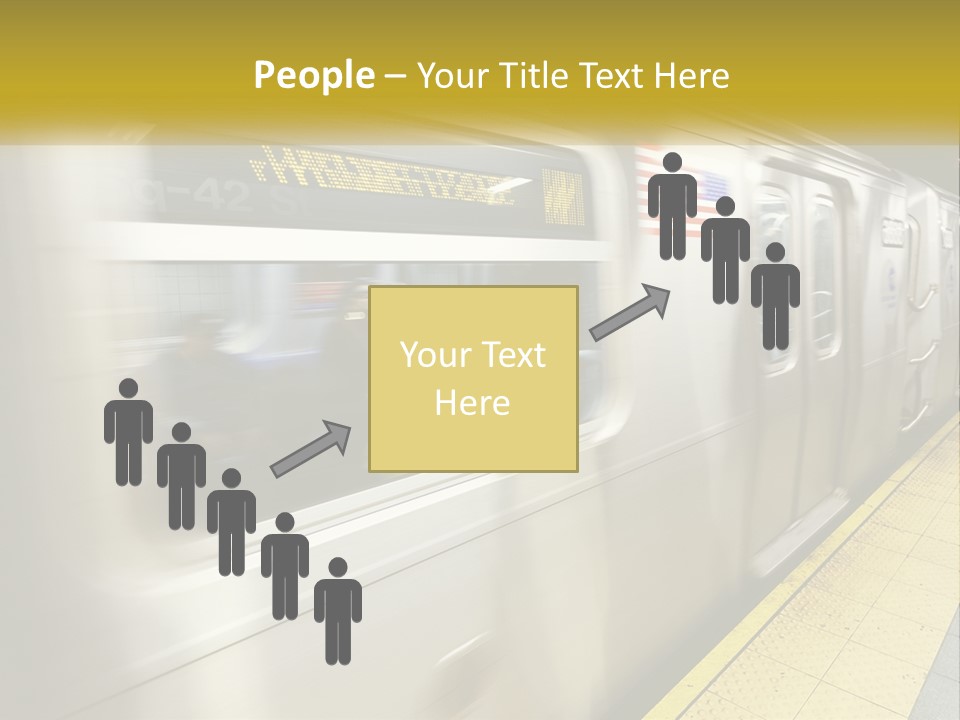 A Subway Train With People On The Platform PowerPoint Template