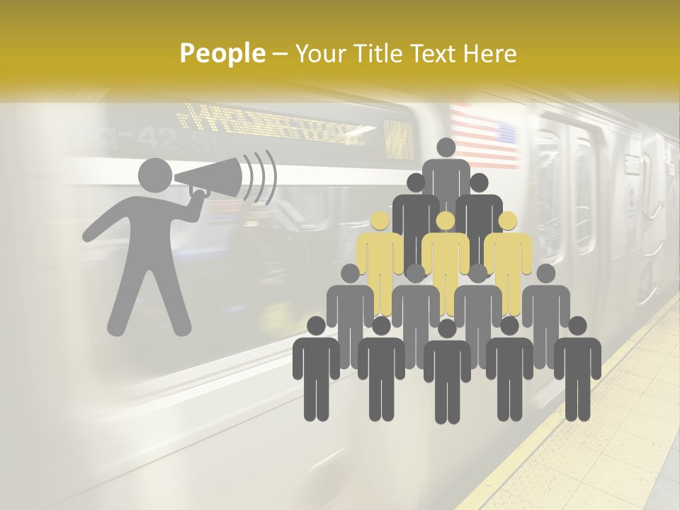 A Subway Train With People On The Platform PowerPoint Template