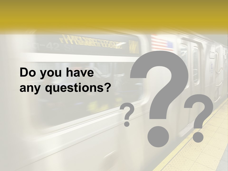 A Subway Train With People On The Platform PowerPoint Template