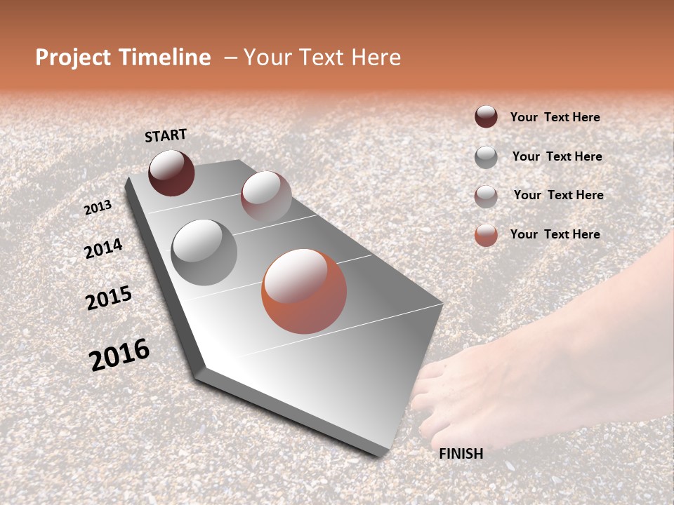 A Person's Feet In The Sand With A Heart Drawn On It PowerPoint Template
