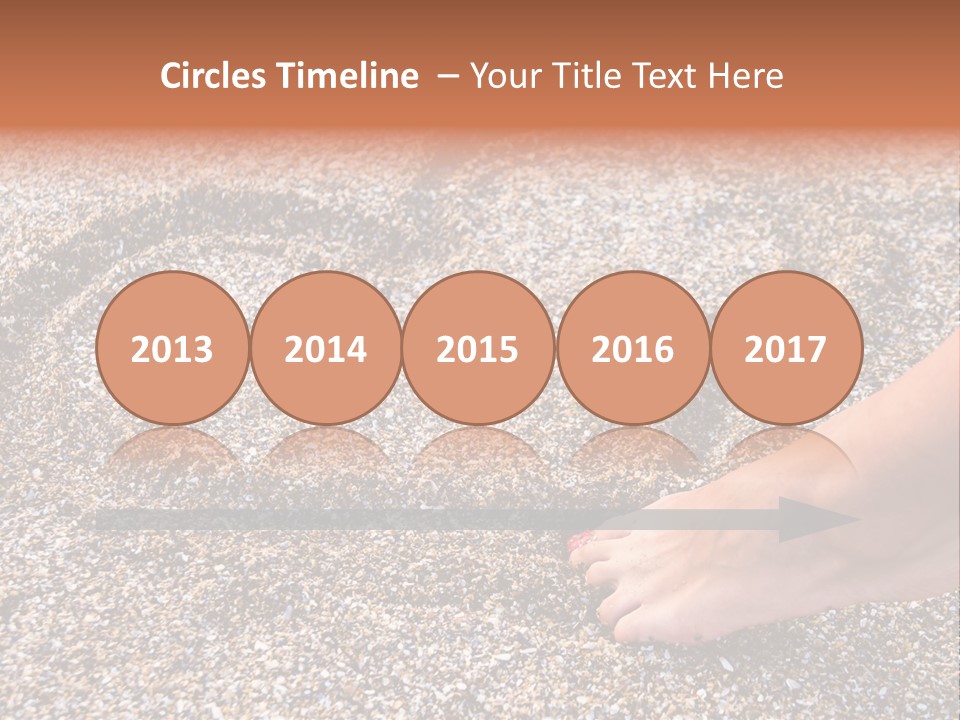 A Person's Feet In The Sand With A Heart Drawn On It PowerPoint Template