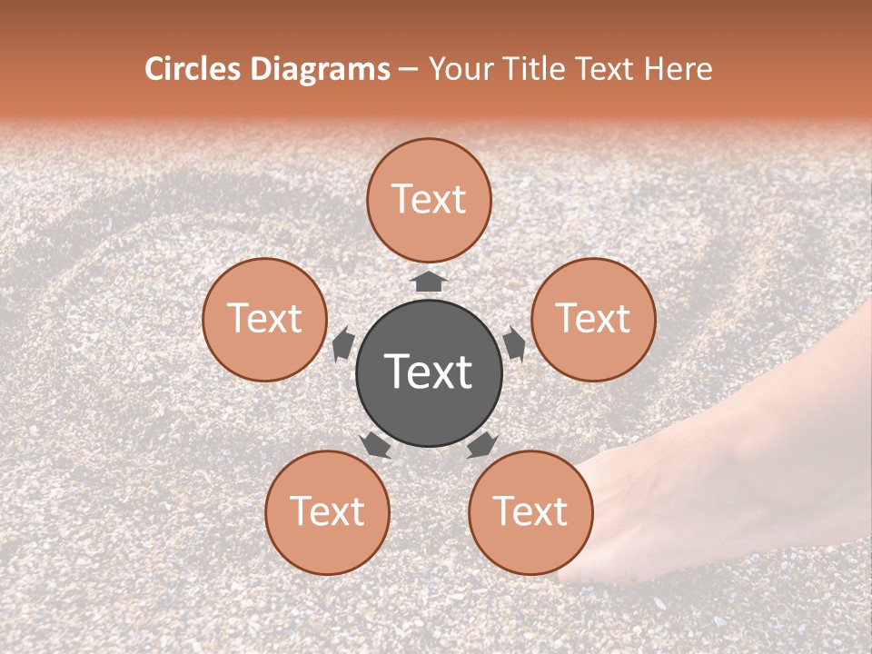 A Person's Feet In The Sand With A Heart Drawn On It PowerPoint Template