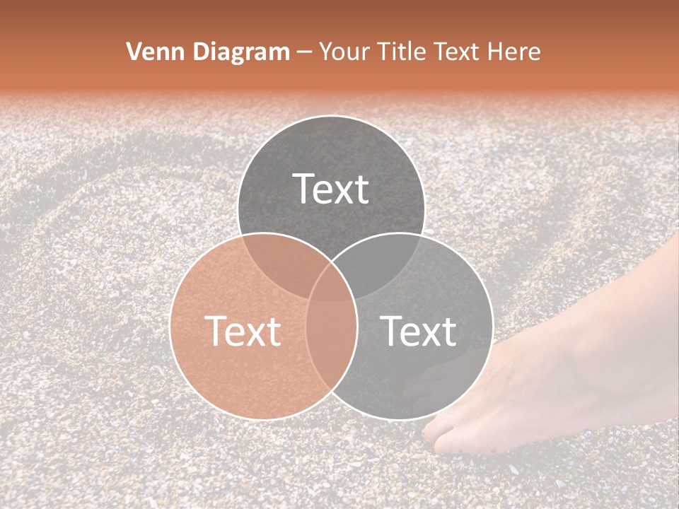 A Person's Feet In The Sand With A Heart Drawn On It PowerPoint Template