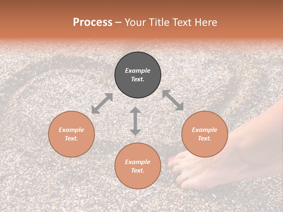 A Person's Feet In The Sand With A Heart Drawn On It PowerPoint Template